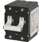 50 Amp Blue Sea Systems A-Series DC Double Pole Toggle Circuit Breaker