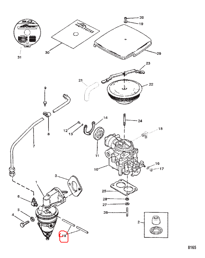Tubing, 42 Inch, Fuel Pump to Carb, Quicksilver 7381567