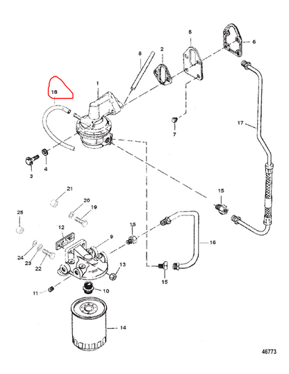 Tubing, 42 Inch, Fuel Pump to Carb, Quicksilver 7381567