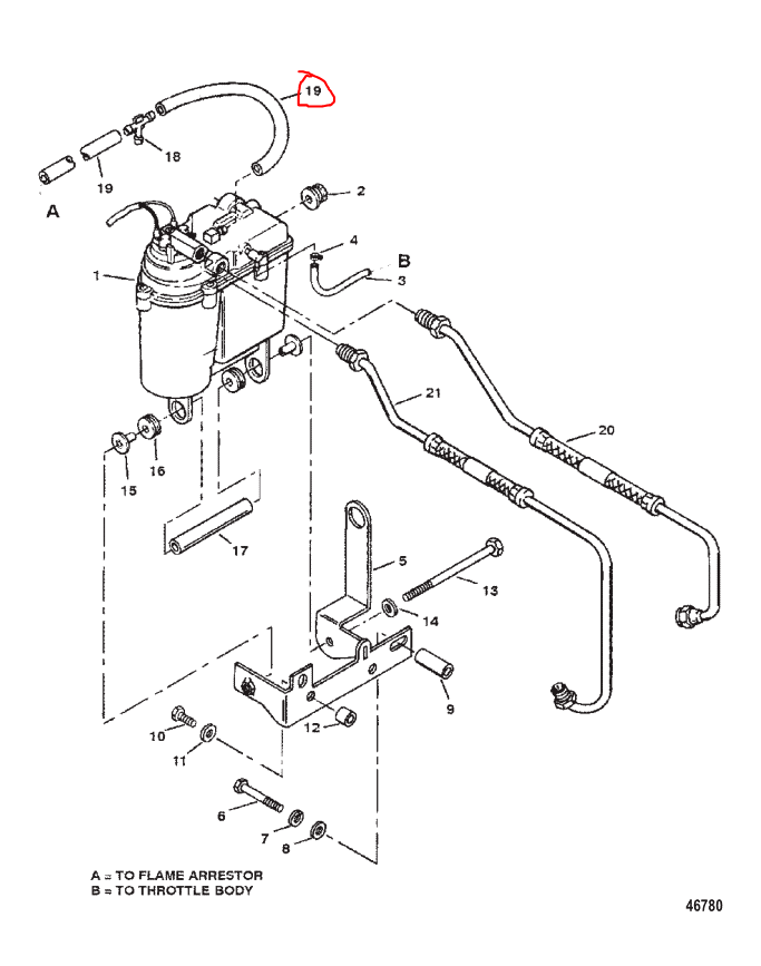 Tubing, 42 Inch, Fuel Pump to Carb, Quicksilver 7381567