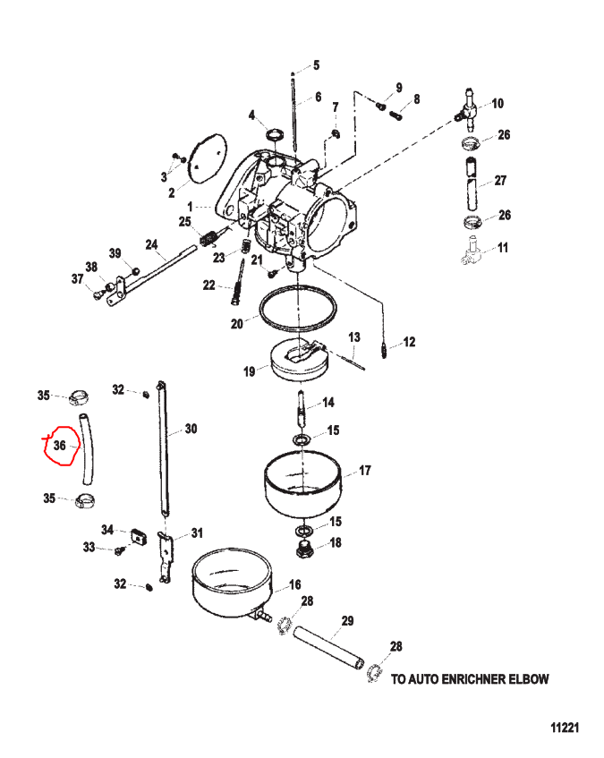 Tubing, 42 Inch, Fuel Pump to Carb, Quicksilver 7381567