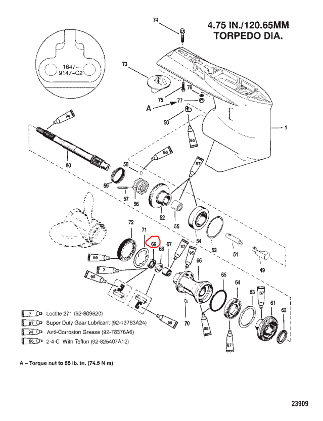 Gear case seal, Outer, Quicksilver 76868