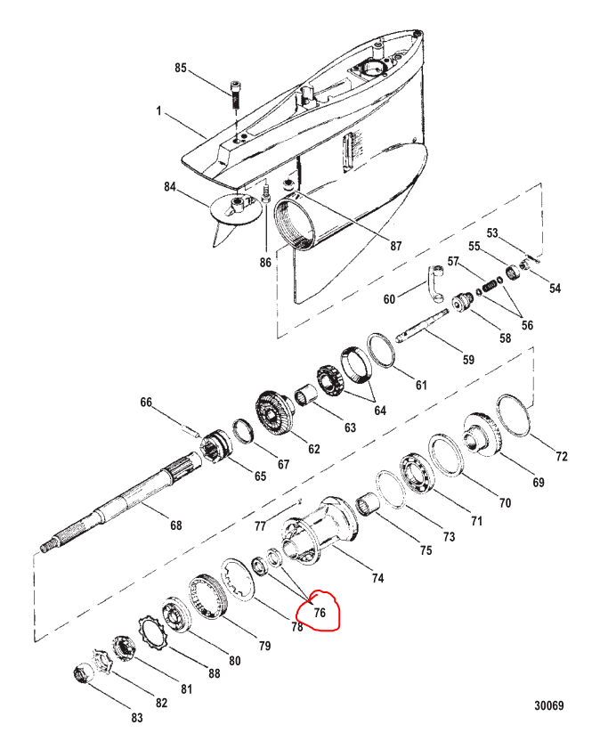 Gear case seal, Outer, Quicksilver 76868