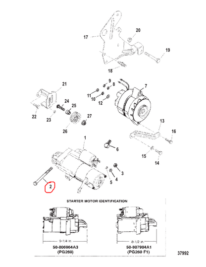 Starter Bolt, (.375-16 x 4.33) Quicksilver 8053432