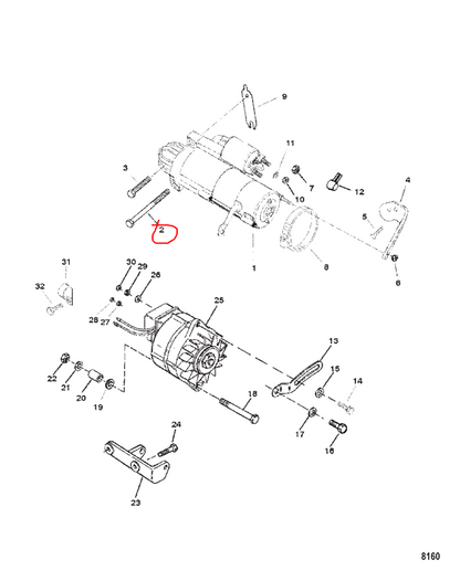 Starter Bolt, (.375-16 x 4.33) Quicksilver 8053432