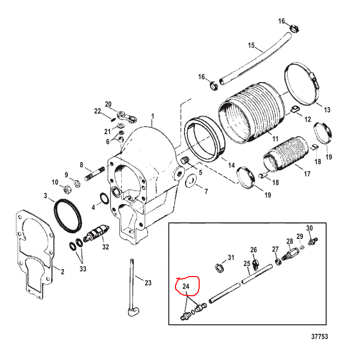 Fitting, Pitot Tube Coupling Kit, Quicksilver 815956A1