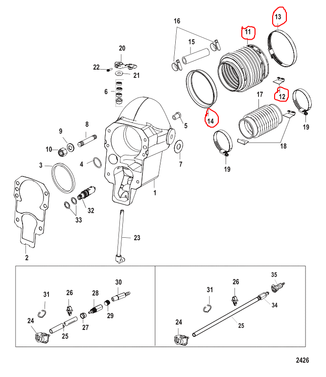 Bellows Assy, U-Joint, Quicksilver 816431A1
