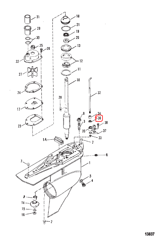 SHIFT SHAFT OIL SEAL, Quicksilver 8164641