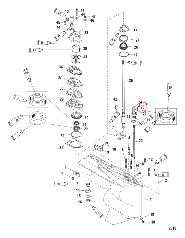 SHIFT SHAFT OIL SEAL, Quicksilver 8164641