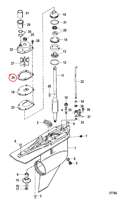 Water Pump Housing Gasket, Quicksilver 8172771