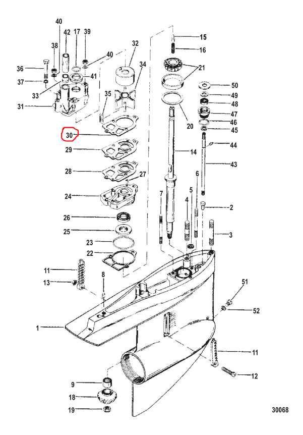 FACE PLATE GASKET, Quicksilver 858524