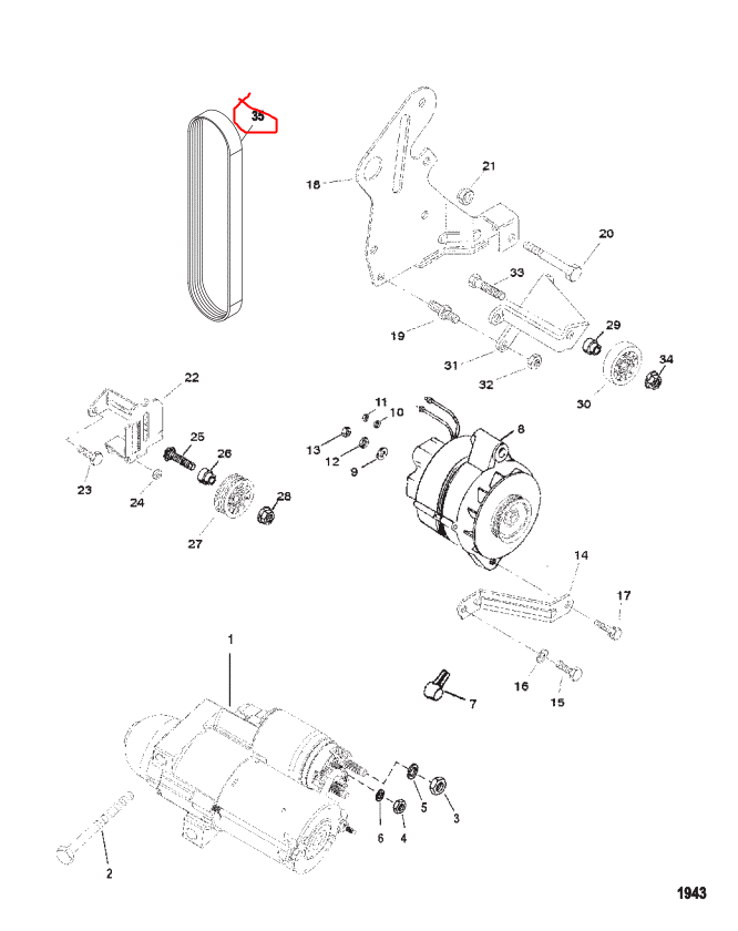 Belt/pulley kit, Quicksilver 861757A1