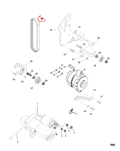 Belt/pulley kit, Quicksilver 861757A1