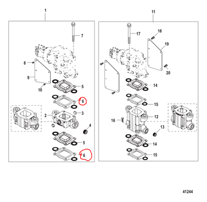 Exhaust Elbow Gasket, Dry Joint, Full Flow, Quicksilver 864547A02