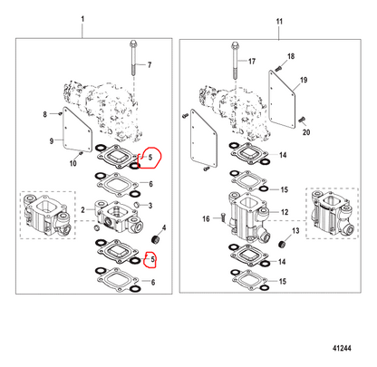 Exhaust Elbow Gasket, Dry Joint, Block Off, Quicksilver 864549A02