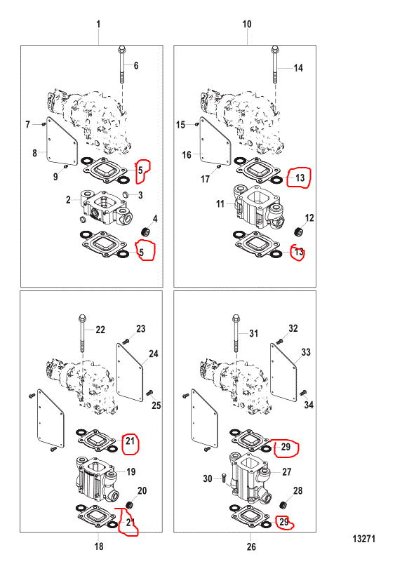 Mercruiser 27-864850A02 Elbow gasket