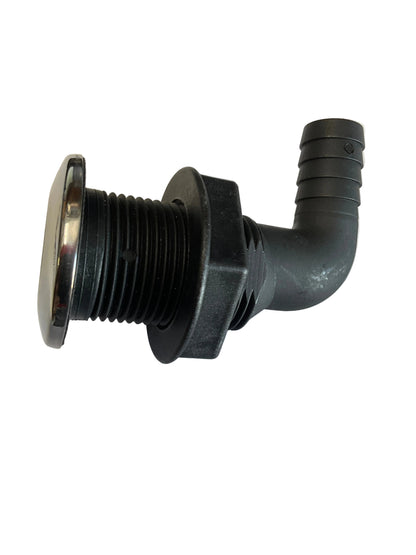 3/4" 90° SS plate thru hull