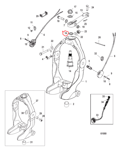 Washer, Lower, Steering Lever, Quicksilver 98548