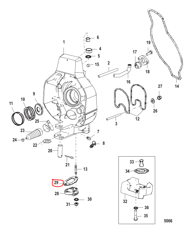 P/T Hose connector gasket, Quicksilver 988231