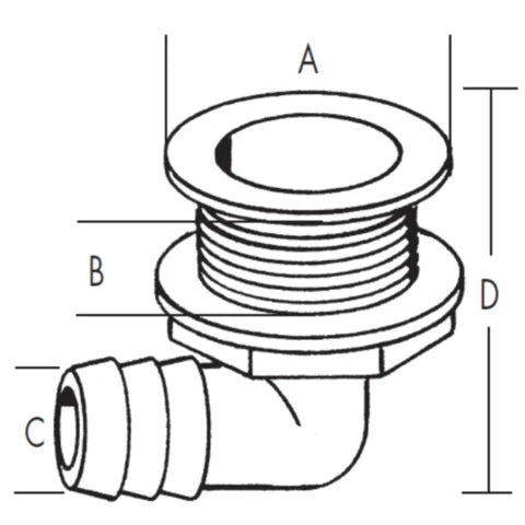 TH Marine Straight drain, black APD-1-DP