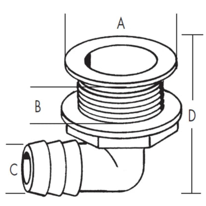TH Marine Straight drain, black APD-1-DP