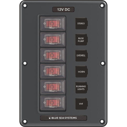 4322 Circuit Breaker Switch Panel 6 Position - Gray