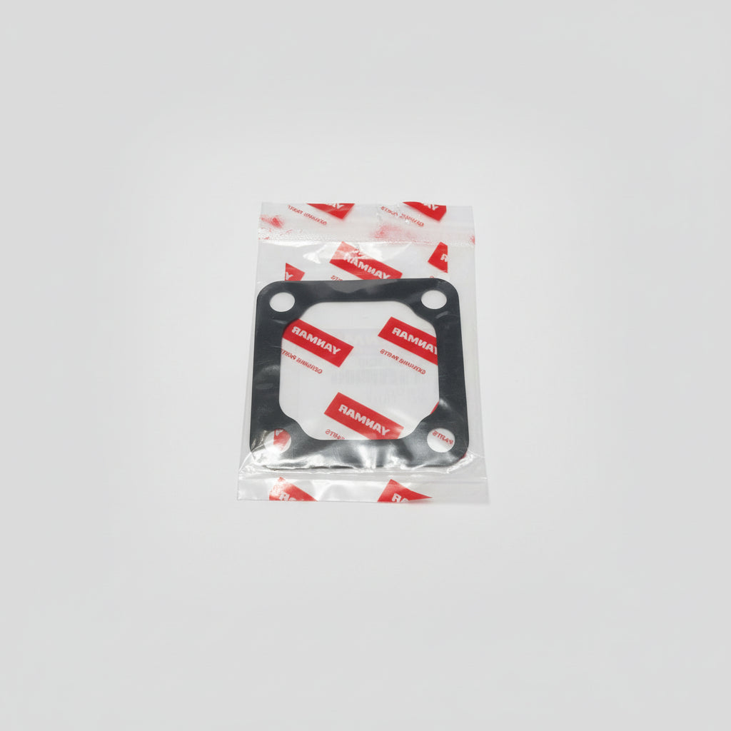 A black rubber gasket Yanmar 120445-44640 sealed inside a clear plastic bag with red and white YANMAR branding, photographed on a plain light background.
