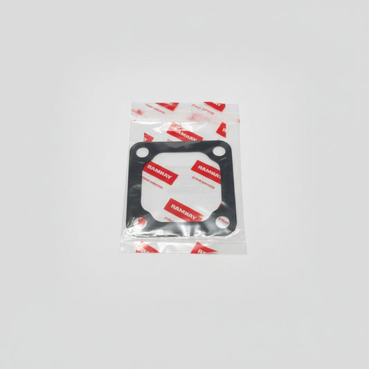 A black rubber gasket Yanmar 120445-44640 sealed inside a clear plastic bag with red and white YANMAR branding, photographed on a plain light background.