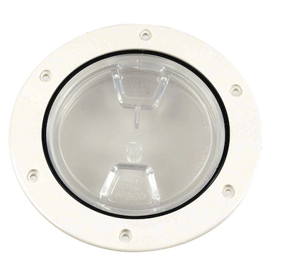 Beckson DP40-W-C Screw Out Deck Plate With Standard Trim Ring, Smooth Center