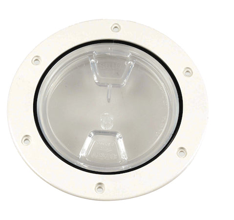 Beckson DP40-W-C Screw Out Deck Plate With Standard Trim Ring, Smooth Center