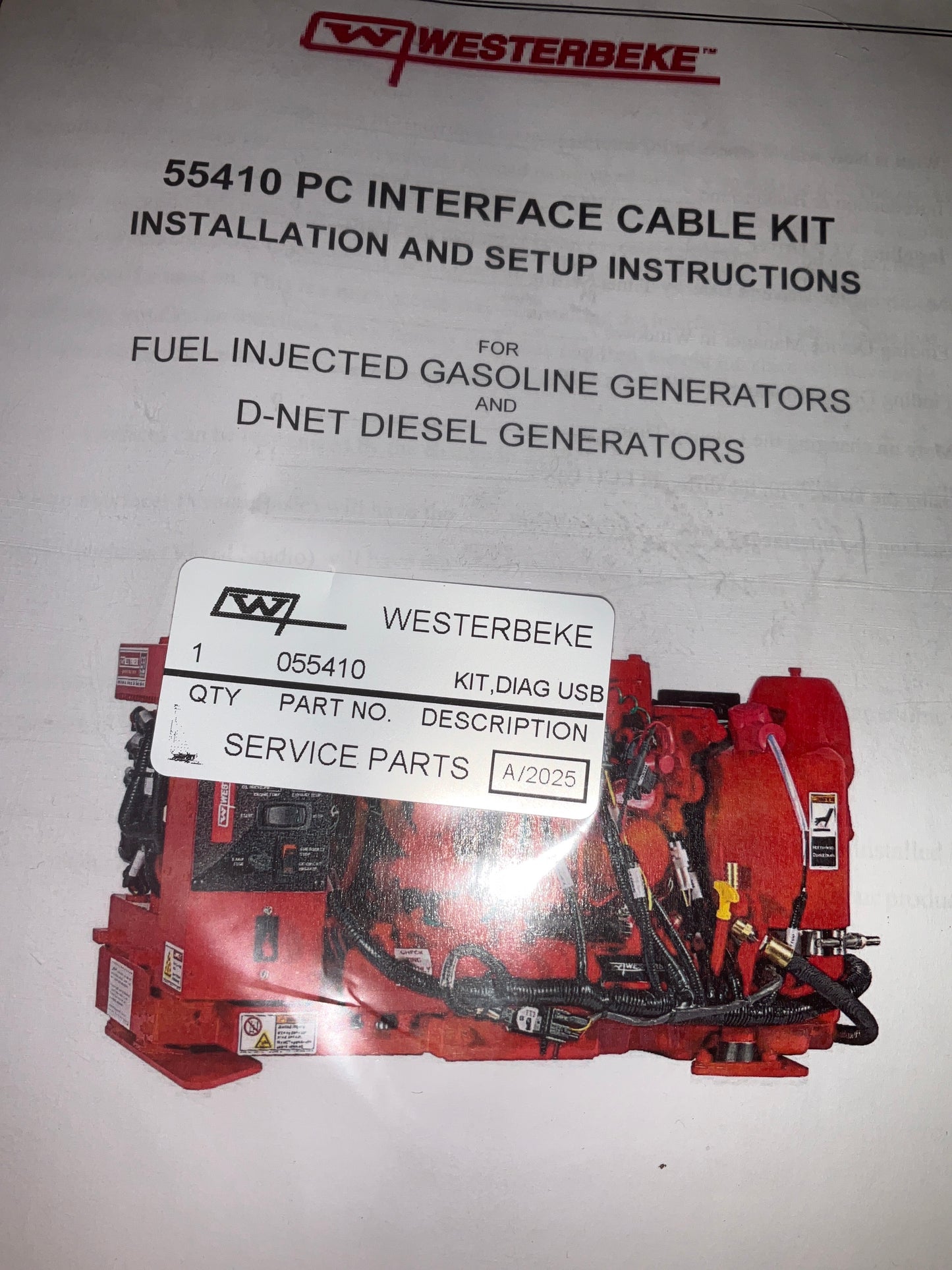 Westerbeke 55410 Kit, DIAGNOSTIC SOFTWARE USB CABLE