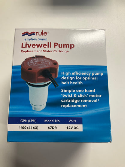 Rule 1100 GPH Livewell Pump Replacement Motor Cartridge