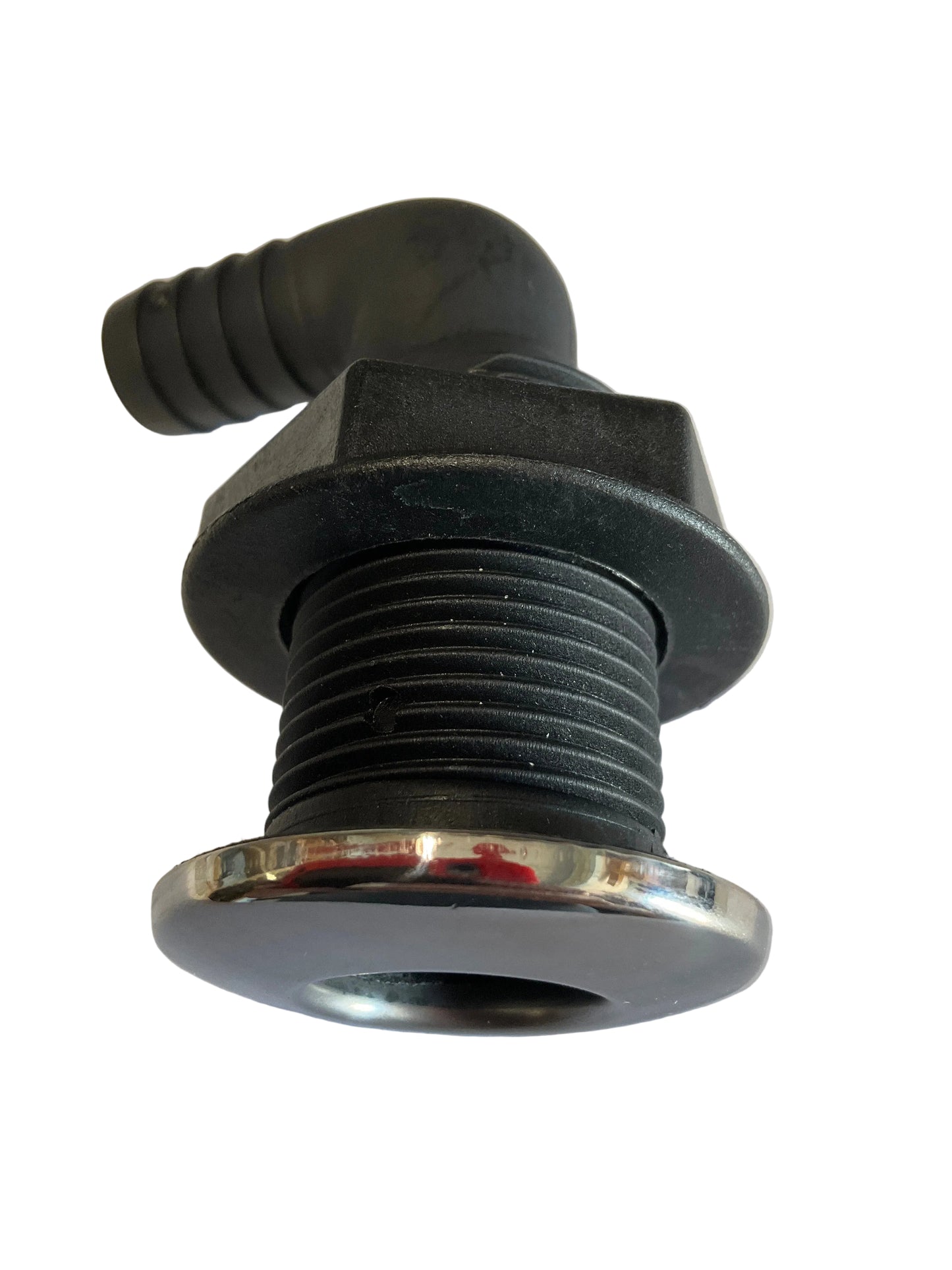 3/4" 90° SS plate thru hull