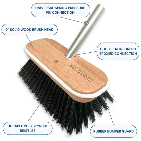 Hard Bristle Boat Brush Head - 9" Black