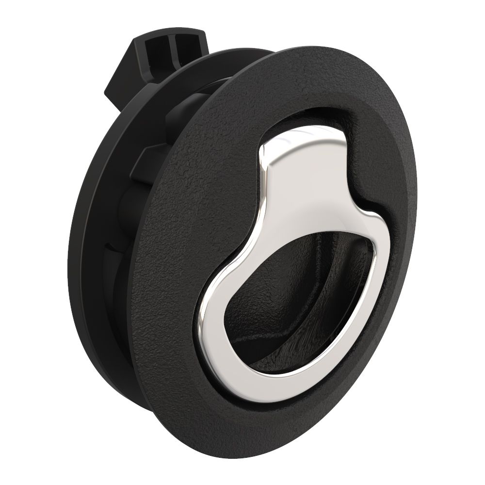 M1-64-800, Push-to-Close Latch, Medium Size, 17 - 22 mm   Black Plastic and 316 Stainless Steel