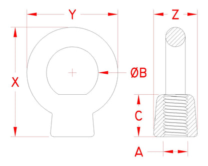 Eye Nut, Grade: 316 Stainless Steel, 1/2"