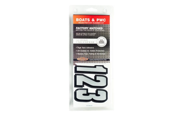 Hardline Series 320 Registration Kit, Solid Color Block Font With Drop Shadow (Includes 4 Sets of 3" A-Z, 0-9), Silver/Black