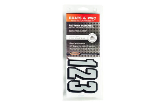 Hardline Series 320 Registration Kit, Solid Color Block Font With Drop Shadow (Includes 4 Sets of 3" A-Z, 0-9), Silver/Black
