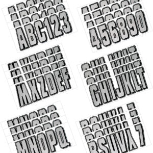 Hardline Series 320 Registration Kit, Solid Color Block Font With Drop Shadow (Includes 4 Sets of 3" A-Z, 0-9), Silver/Black