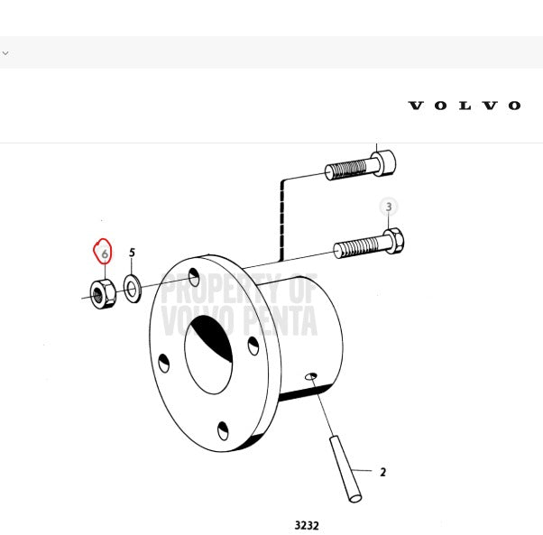 Nut, Hex, Volvo 955783, Replaced By 971071, (NOS)