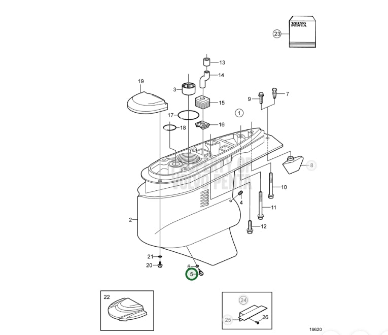Drain Plug, Volvo 3854539, W/O-ring