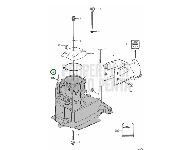 Drain Plug, Volvo 3854539, W/O-ring