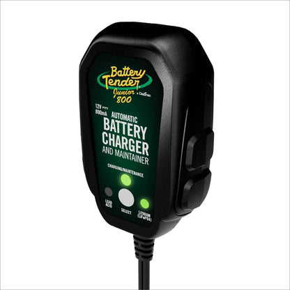 Battery Tender Junior 800mA 12V Selectable Chemistry Battery Charger and Maintainer