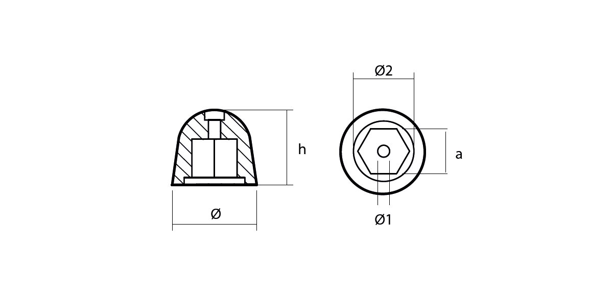 Bow Thruster Zinc, Technoseal 02480. No Hdw -SM201180