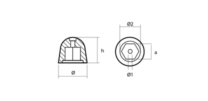 Bow Thruster Zinc, Technoseal 02480. No Hdw -SM201180