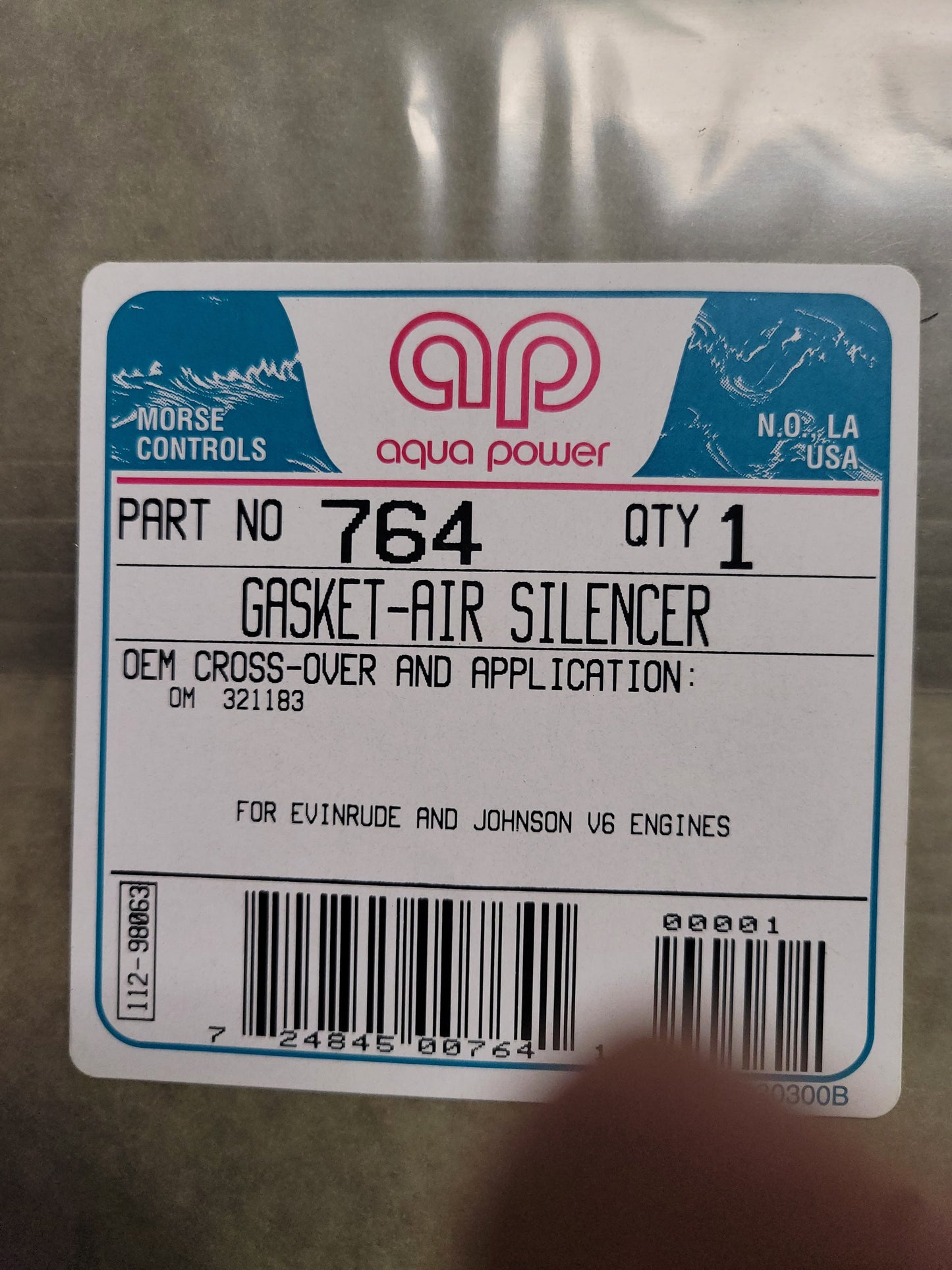 Gasket, Cover, Air Intake (NOS) Aqua Power 764