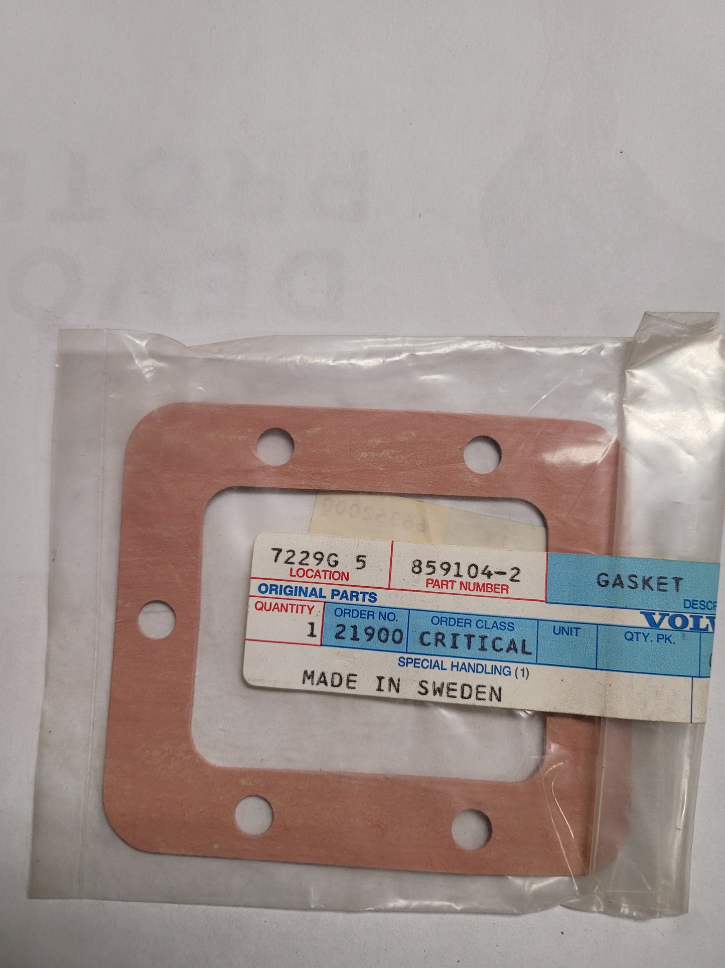 Gasket, Vintage, (NOS) Volvo 859104