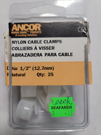 Ancor Nylon Cable Clamps, Natural, 401502