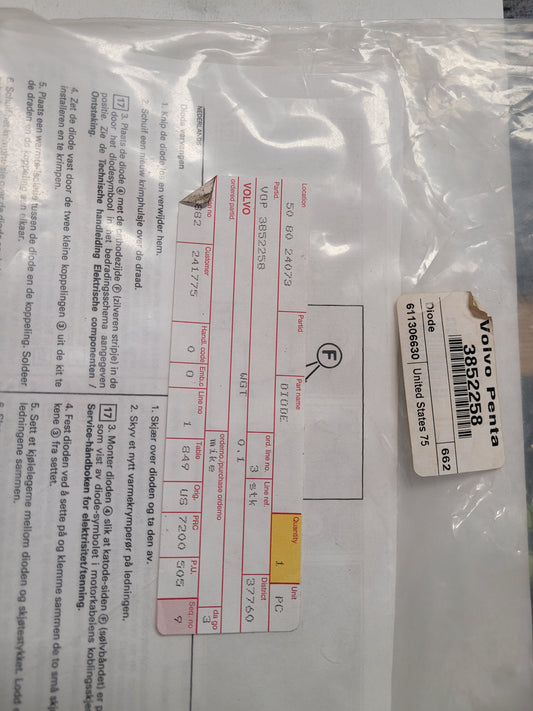 Diode Kit, (NOS) Volvo 3852258