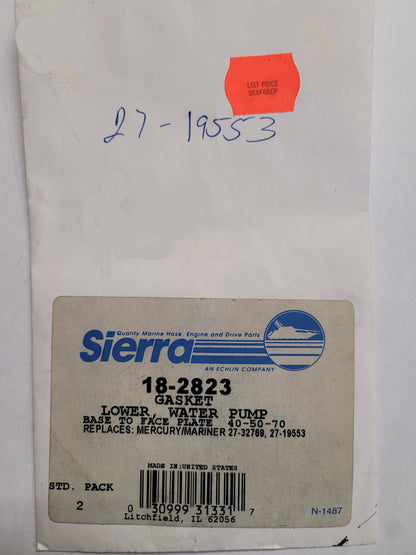 Gasket, Lower Water Pump, Sierra 18-2823
